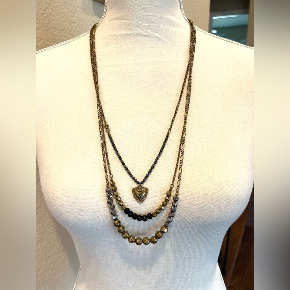 SILPADA Convertible Tiers  Necklace Brass Silver Black Gold Tones Layered